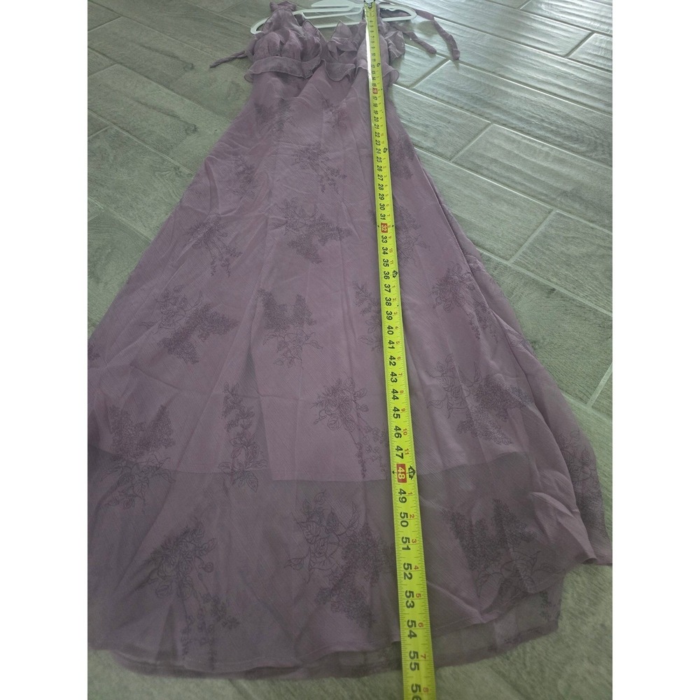 Rihoas Purple Floral Chiffon Ruffle Maxi Dress Tie Strap Fairycore Romantic S - Picture 5 of 12